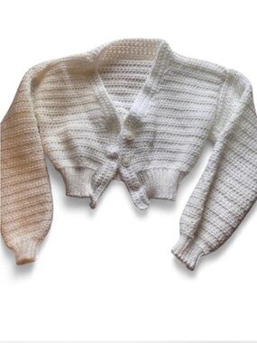 Handmade Crochet Crop Cardigan, SIZE: XS
